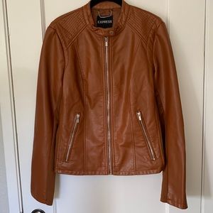 NWOT! Cognac faux leather jacket